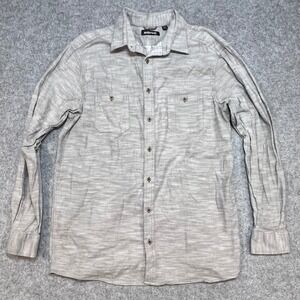 Solaris Mens Grey Slub Textured Long Sleeve Button Down Cotton Shirt‎ Winter XLT